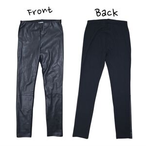 Black Faux Leather Front Leggings Jersey Back Size 10 Slim Fit Black Size 10 US